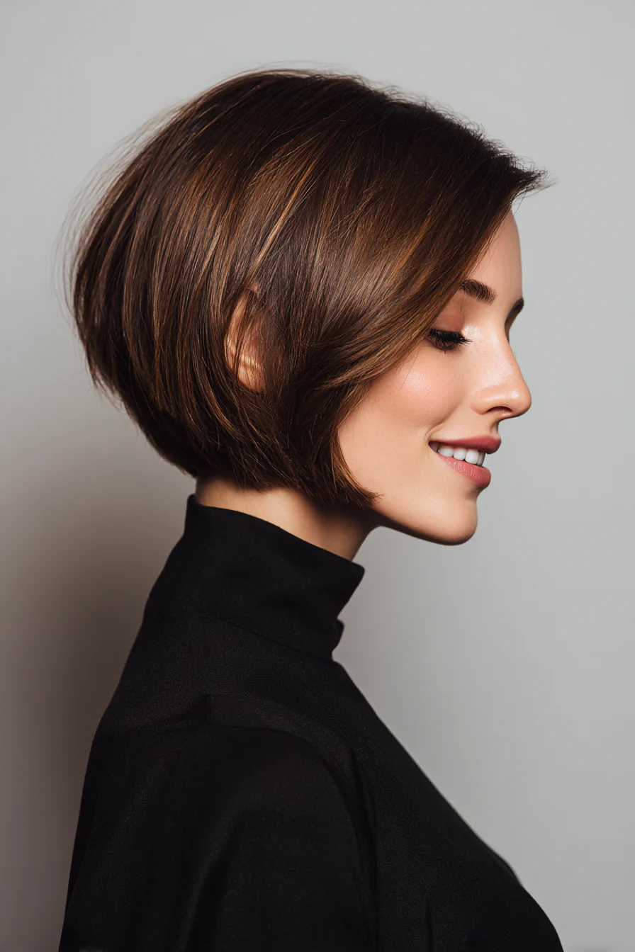 11. Spitz zulaufender Bob in warmem Espresso (Haarschnitt-Ideen für Frauen) – Haarschnitt-Ideen für Frauen