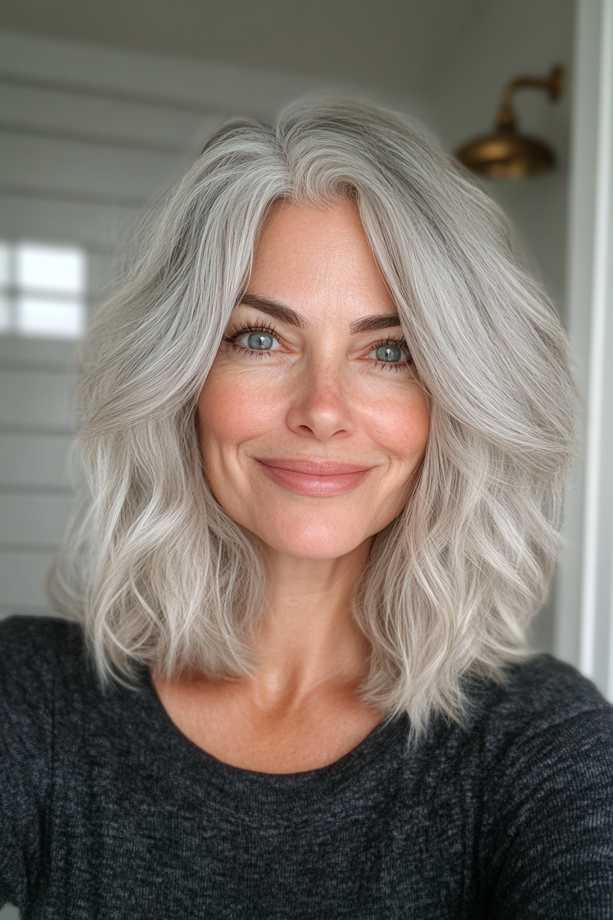 11. Wispy Grey Layered Crop (schicke Frisuren für Frauen über 50) - schicke Frisuren für Frauen über 50