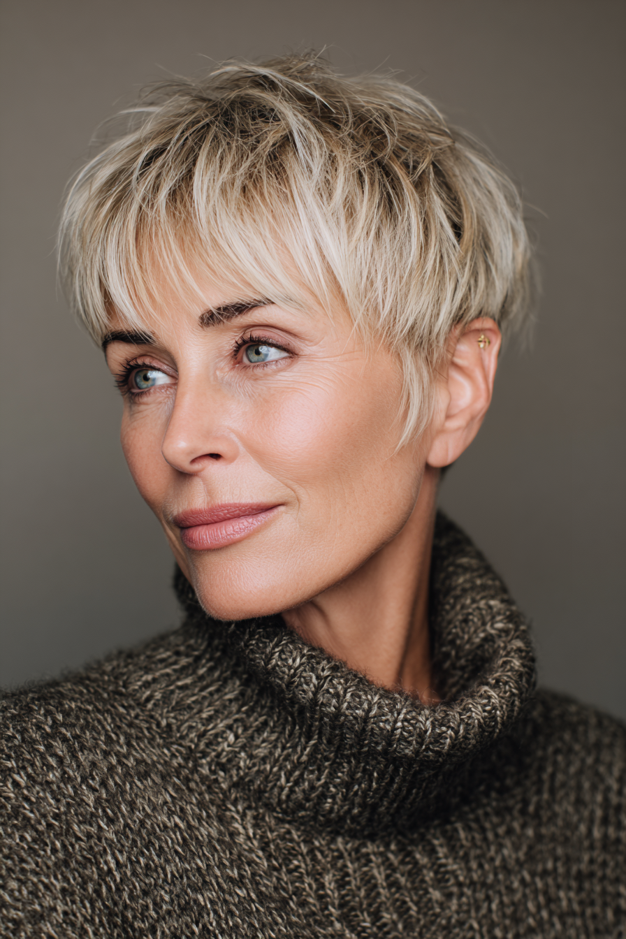 12. Luftiger Stufen-Pixie für feines Haar (Stufen-Pixie-Haarschnitte für Frauen über 60) – Stufen-Pixie-Haarschnitte für Frauen über 60