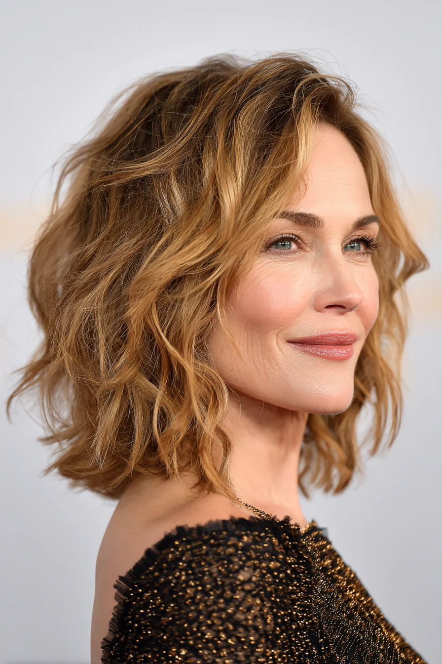 12. Luftige Schichten mit Goldbraun (Schulterlange Stufenhaarschnitte für Frauen über 50) – Schulterlange Stufenhaarschnitte für Frauen über 50 