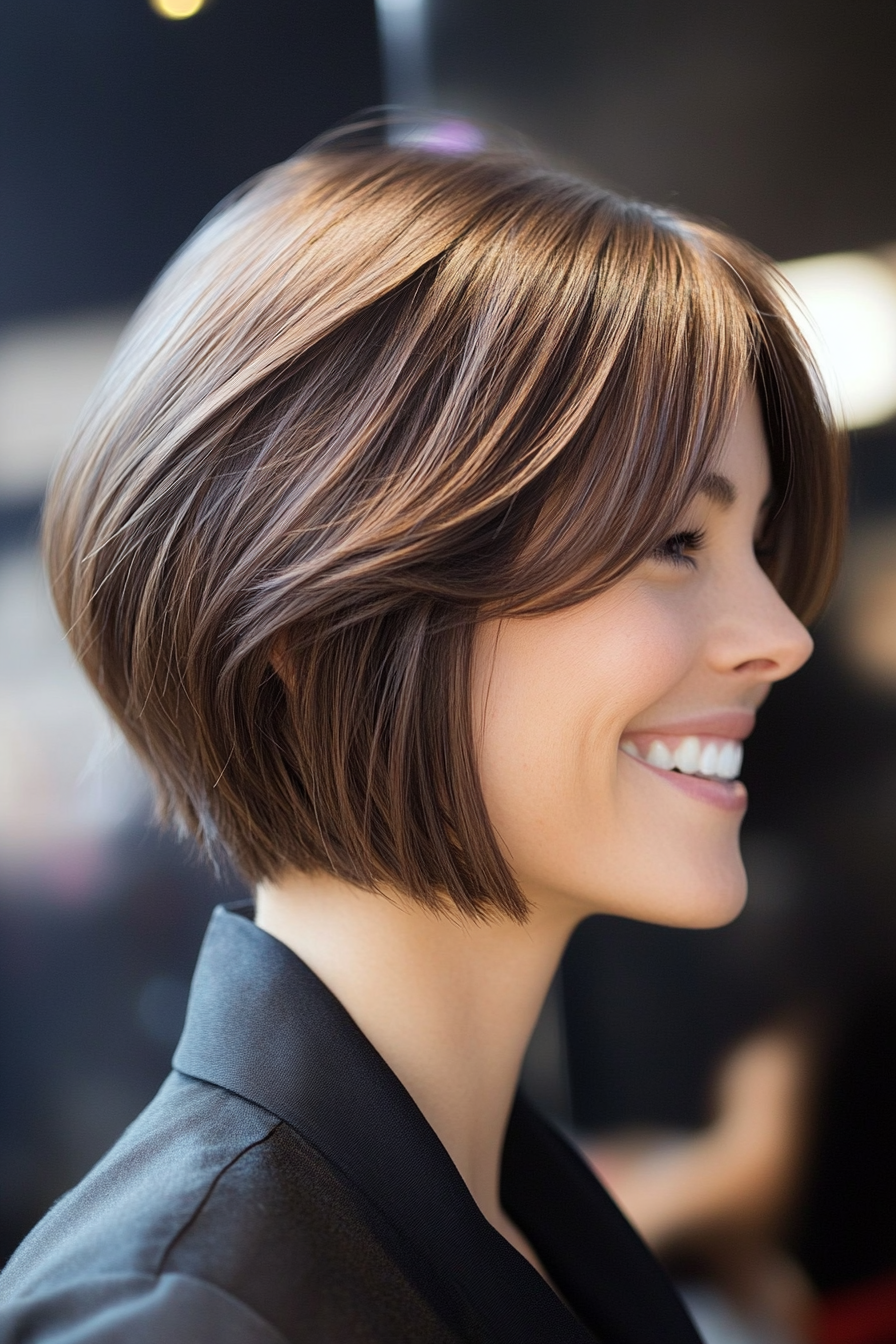 12. abgewinkelter Bob mit Mokka -Brown -Misch