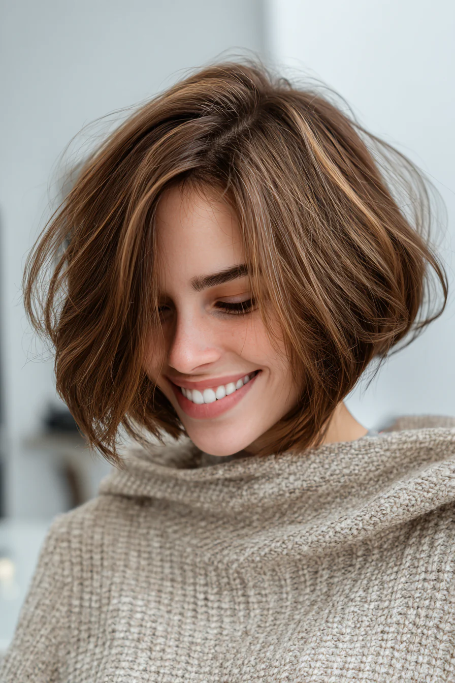 12. Abgewinkelter Bob mit Vanillecreme-Highlights (Haarschnitte für dünnes Haar) – Haarschnitte für dünnes Haar