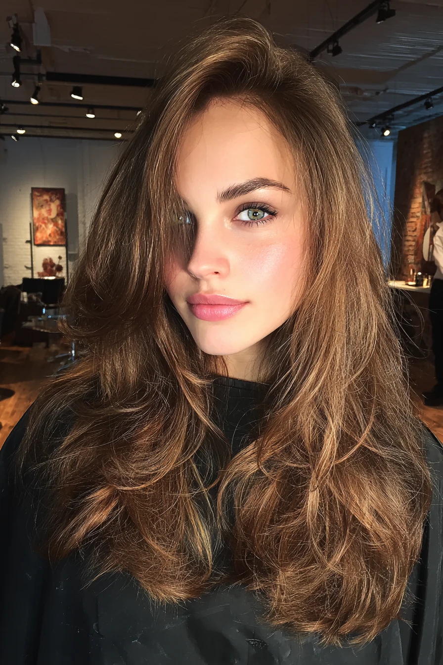 12. Caramel Brunette Feathered Layers (Haarschnitte für langes Haar) – Haarschnitte für langes Haar