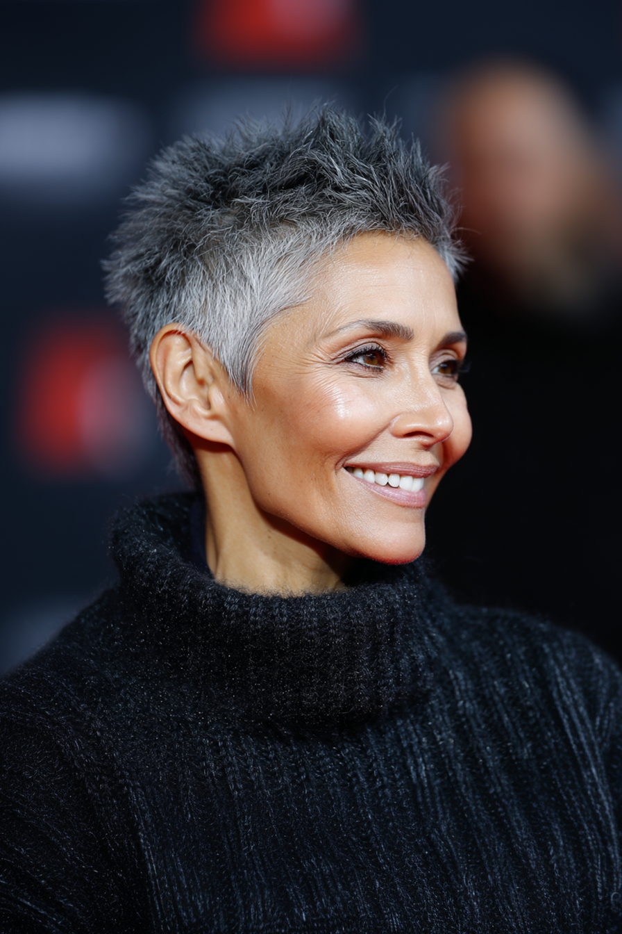 12. Holzkohle -Rasierer Pixie (kurze Spiky -Frisuren für Frauen über 60) - kurze, stachelige Frisuren für Frauen über 60