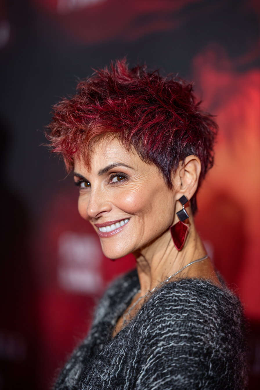12. Crimson Fade Stachy Crop (Stachelfrisuren für Frauen über 50) - Stachelfrisuren für Frauen über 50