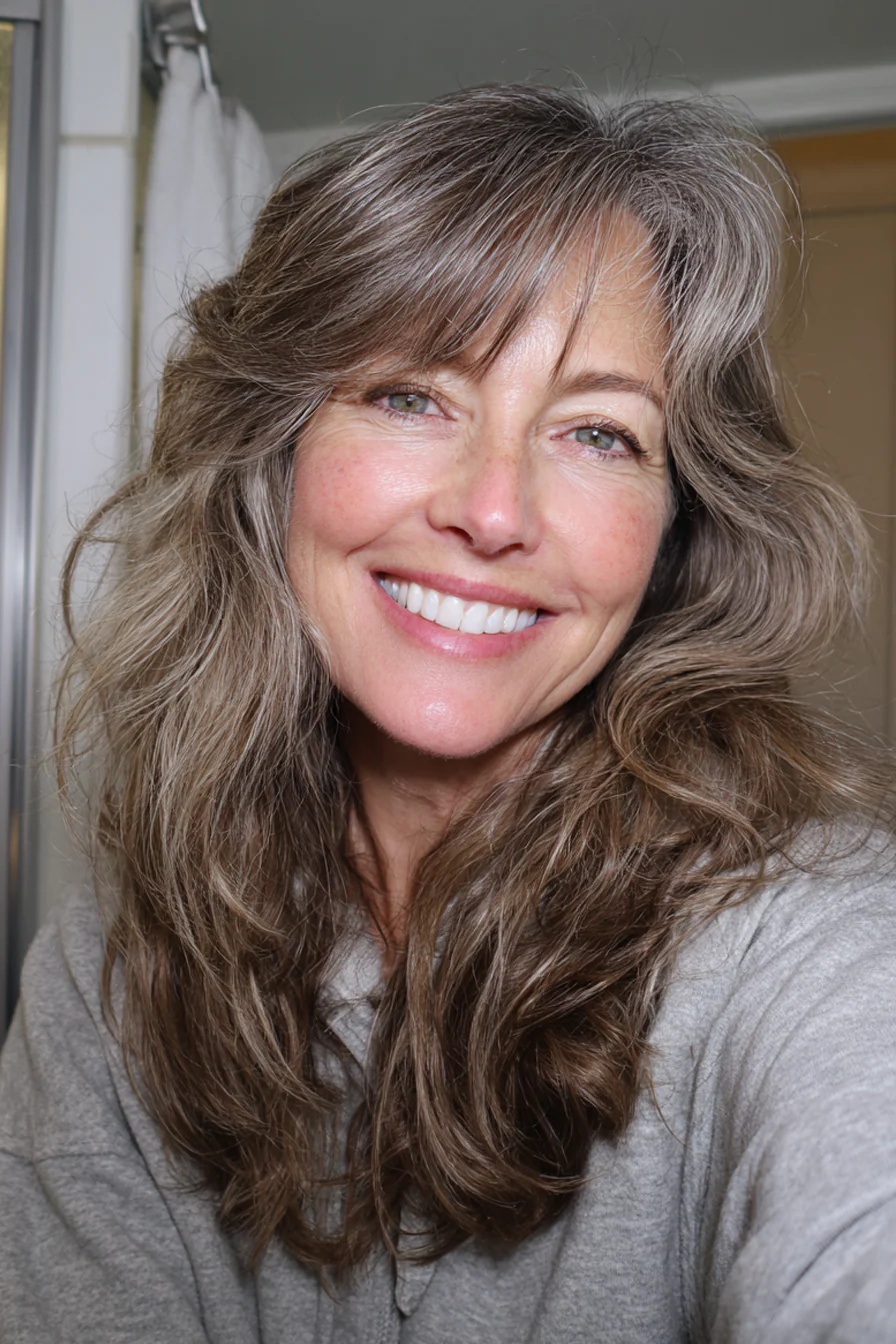 12. Espresso Long Shag mit Volumenschichten (Long Shag-Frisuren für ältere Frauen) – Long Shag-Frisuren für ältere Frauen