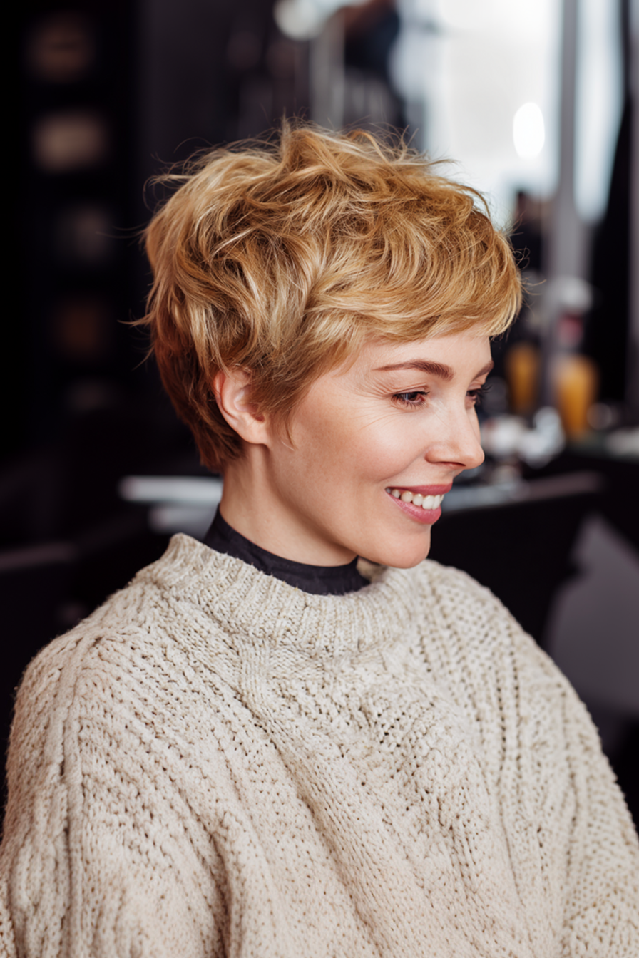 12. Golden Blonde Pixie Cut (kurze Pixie -Frisuren für ältere Frauen) - kurze Pixie -Frisuren für ältere Frauen