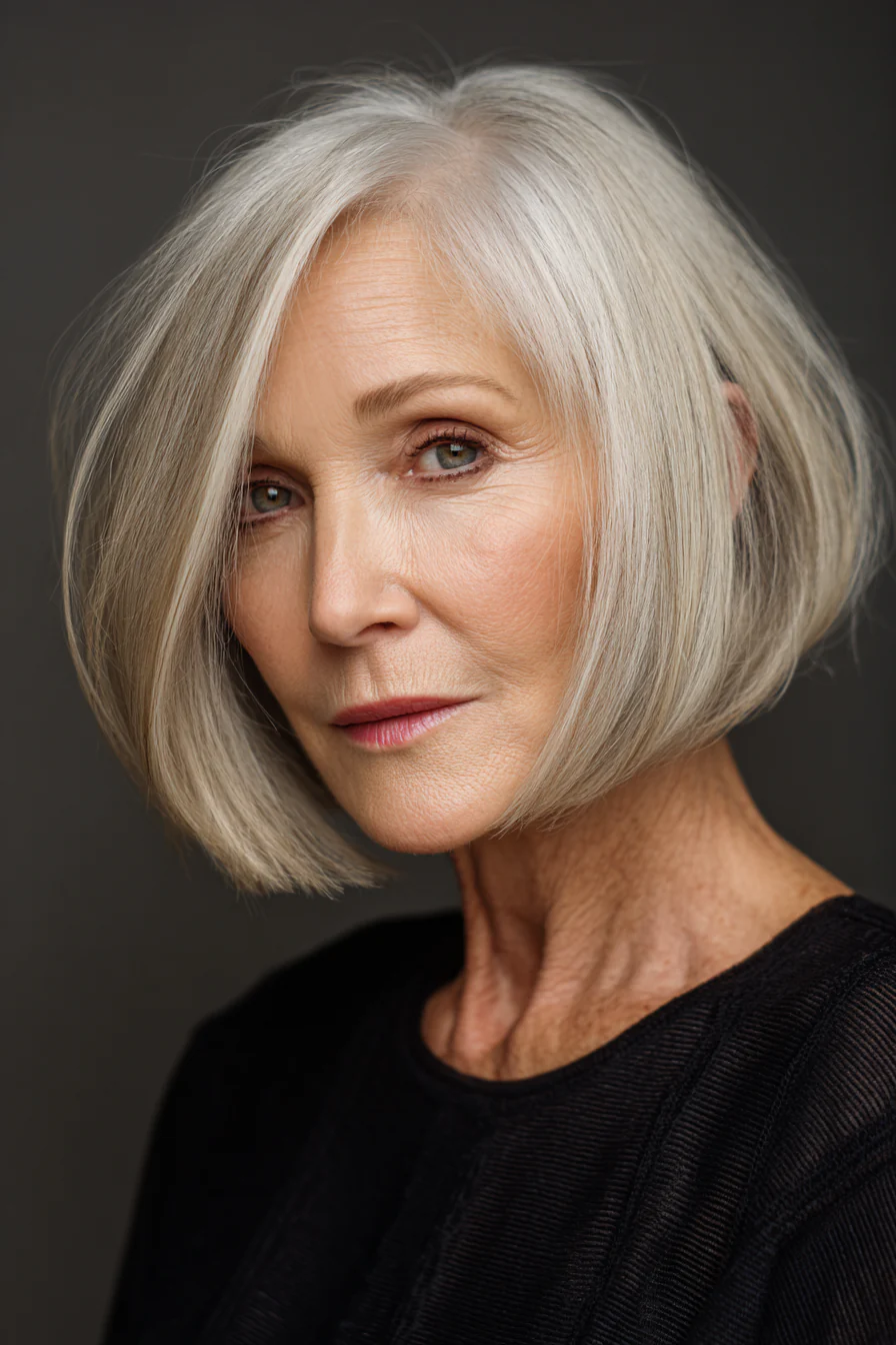 12. Kinnlanger Bob in warmem Beigeblond (Bob-Frisuren für Frauen über 60 mit feinem Haar) – Bob-Frisuren für Frauen über 60 mit feinem Haar