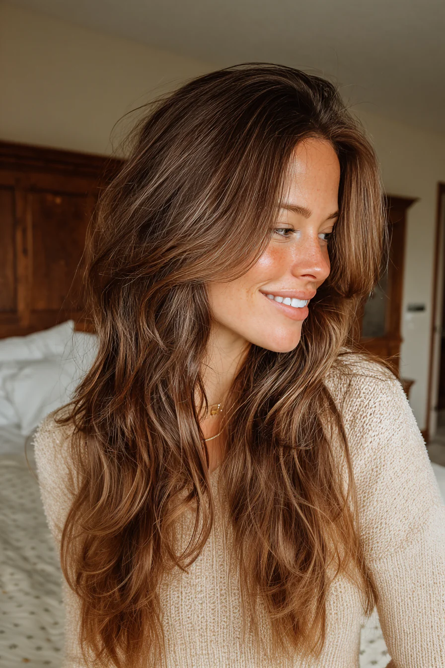 12. Mocha Layered Midi Shag (Boho-Frisuren) – Boho-Frisuren