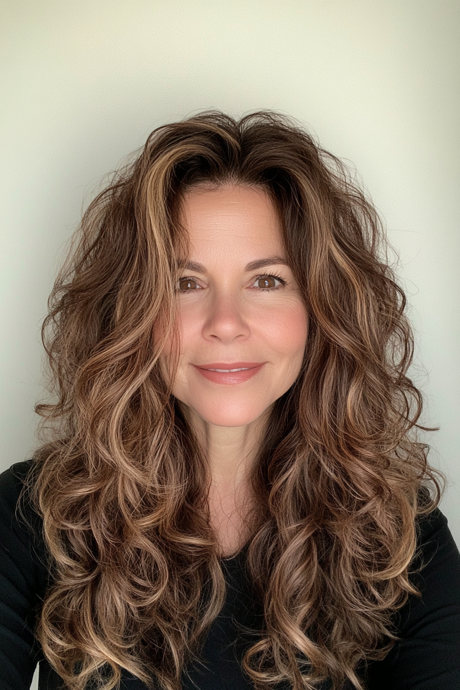 12. Mokka -Band Locken (Frisuren für Frauen über 40 mit langen Haaren) - Frisuren für Frauen über 40 mit langen Haaren