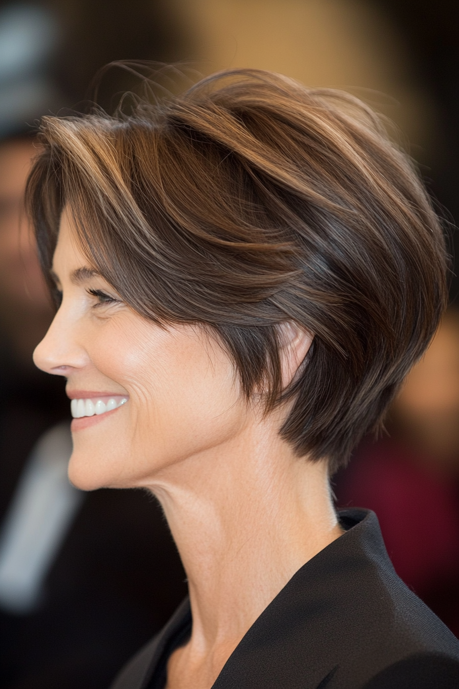 12. Mokka -Seite partierte Ernte (lustige kurze Haarschnitte für Frauen über 50) - lustige kurze Haarschnitte für Frauen über 50