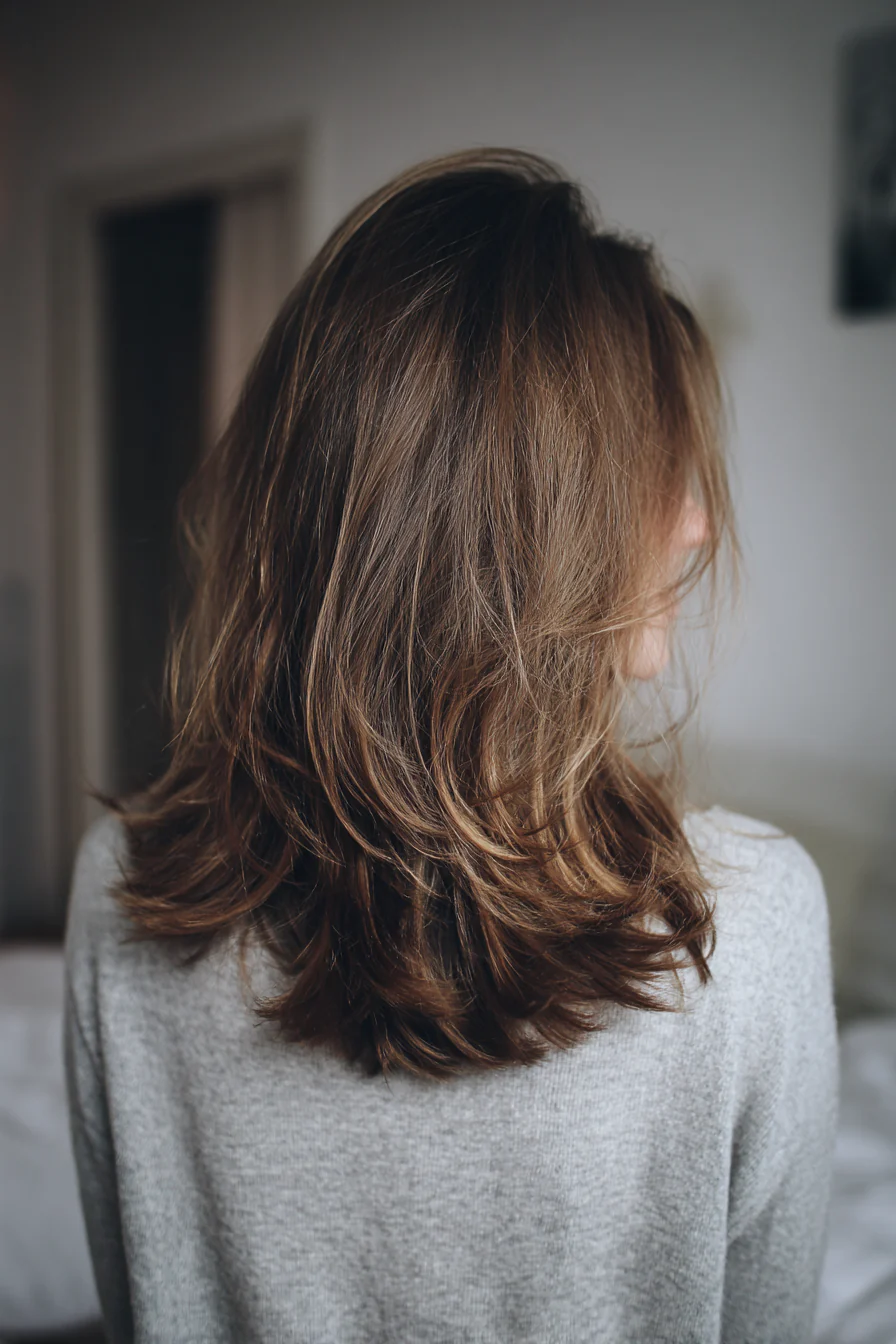 12. Mushroom Brown Tapered Shag (Mittellange Frisuren für dünnes Haar) – Mittellange Frisuren für dünnes Haar