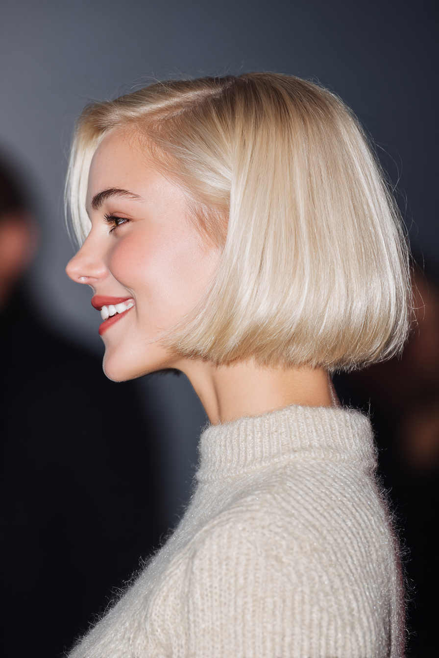 12. Polished Pearl Blonde Bob (kurze Bob -Haarschnitte) - kurze Bob -Haarschnitte