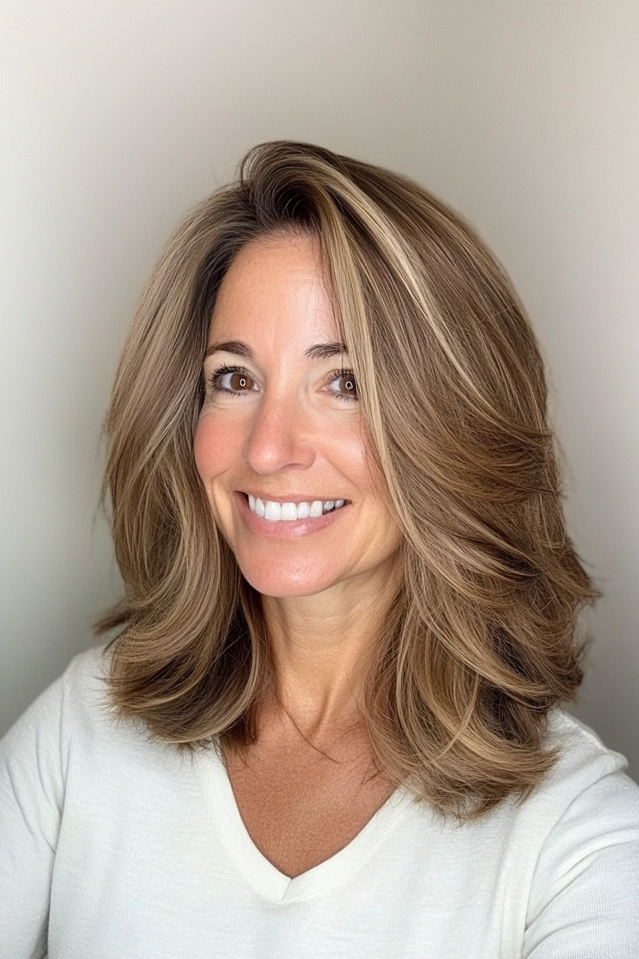 12. Rasierer geschnittene Schichten in hellbraun (einfache Haarschnitte für Frauen über 40) - einfache Haarschnitte für Frauen über 40