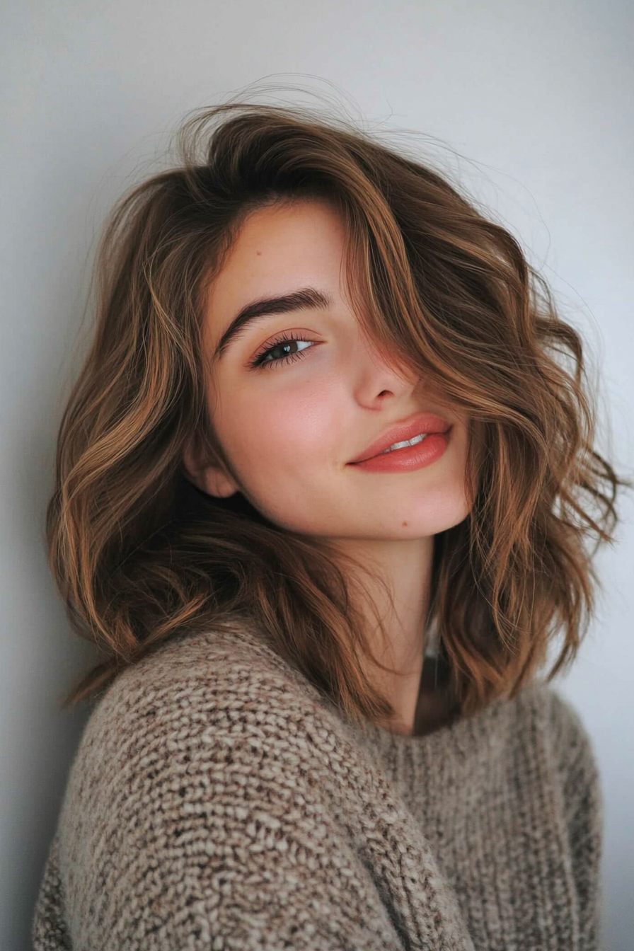 12. Rasierend geschnitten mit rauchiger Aschebraun (Haarschnitte für dickes und welliges Haar) - Haarschnitte für dickes und welliges Haar