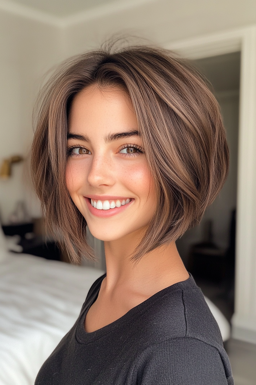 12. Zobelschichtvolumen Bob (abgewinkelte geschichtete Bob -Haarschnitte) - abgewinkelte geschichtete Bob -Haarschnitte