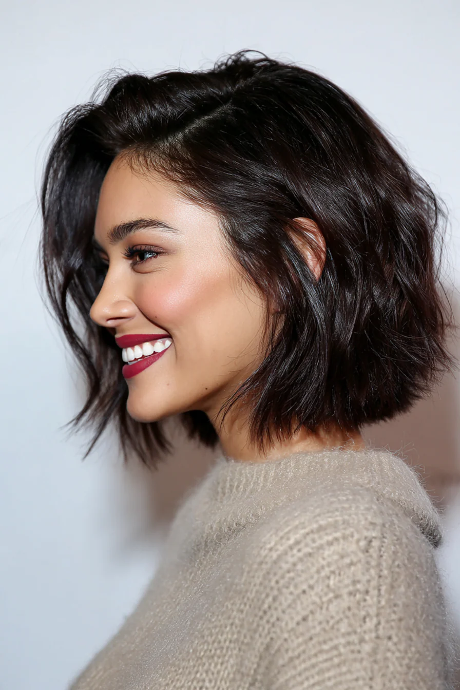 12. Schulter-Bob mit versteckten Schichten + dunkler Schokolade (schulterlange Bob-Frisuren) – Schulterlange Bob-Frisuren