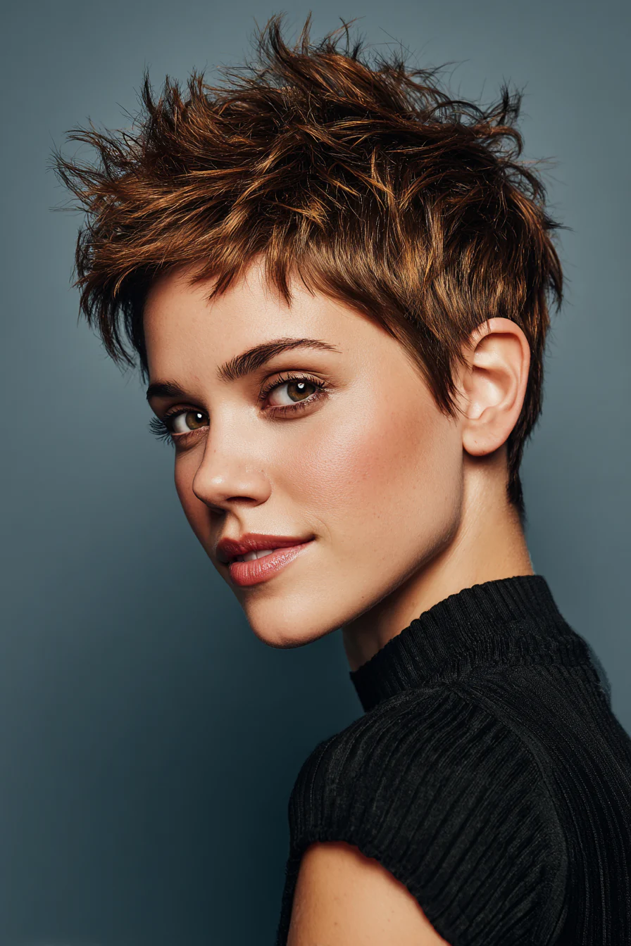 12. Strukturierter Kurzhaar-Pixie in warmem Braun (Pixie-Haarschnitte) – Pixie-Haarschnitte