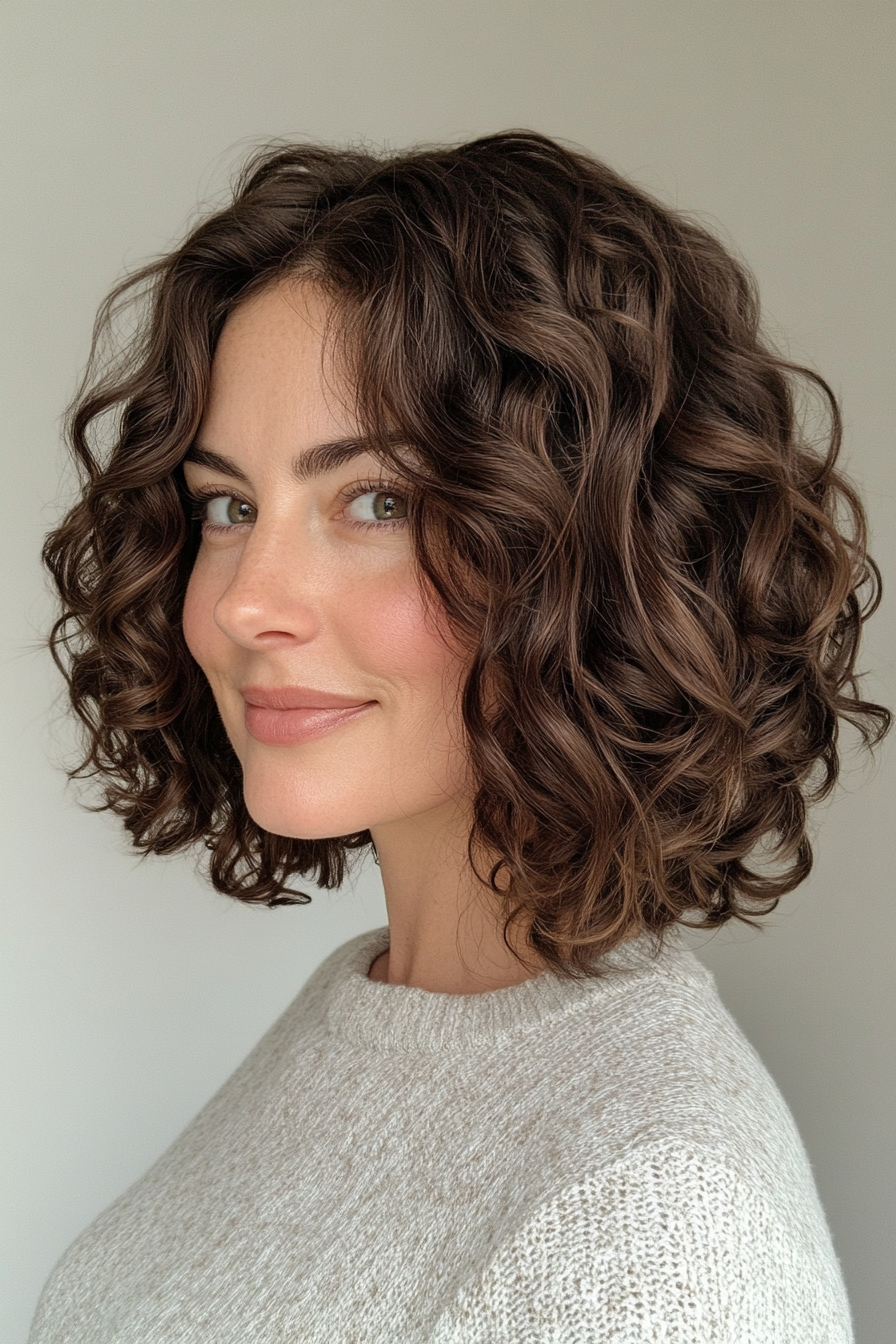 12. Voluminous Curly Bob mit Espresso Brown (beste Haarschnitte für Frauen über 40) - beste Haarschnitte für Frauen über 40