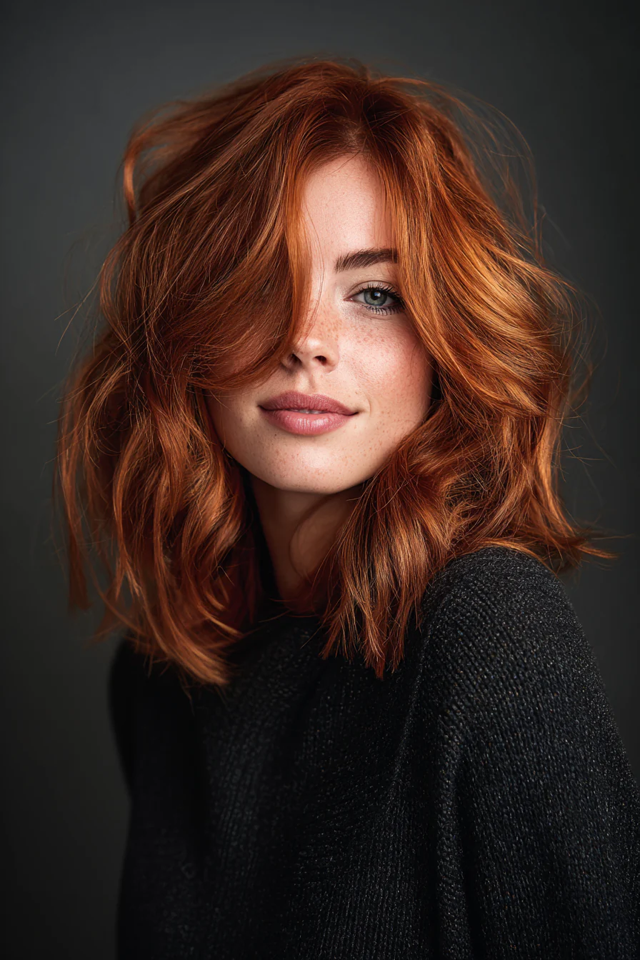 12. Wellenförmiger Stufenschnitt mit Kupferglanz (Haarschnitte für dickes Haar) – Haarschnitte für dickes Haar