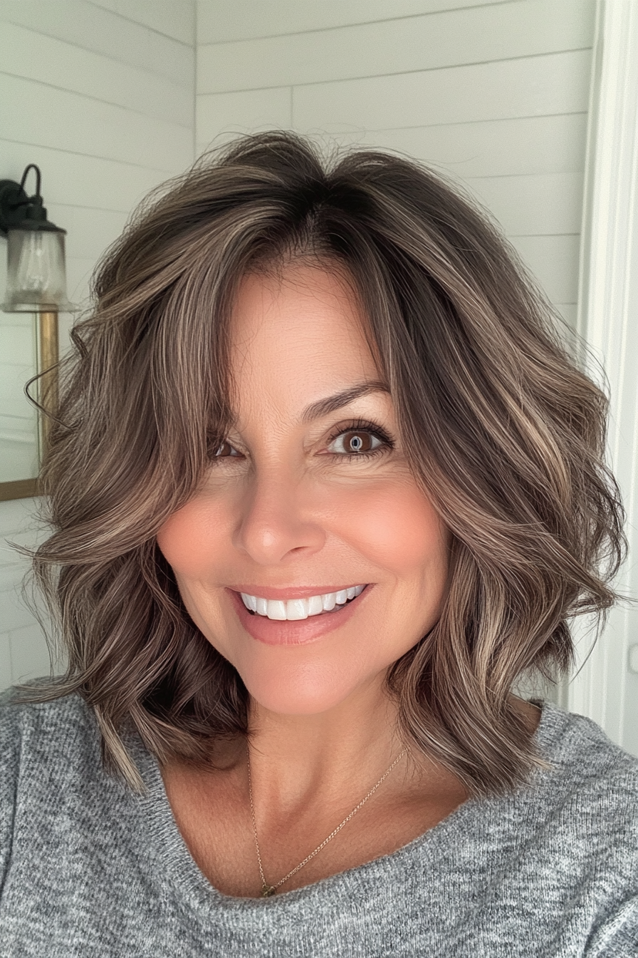 12. Wellenlöbe in Aschebraun (kühle Haarschnitte für Frauen über 50) - Kühle Haarschnitte für Frauen über 50