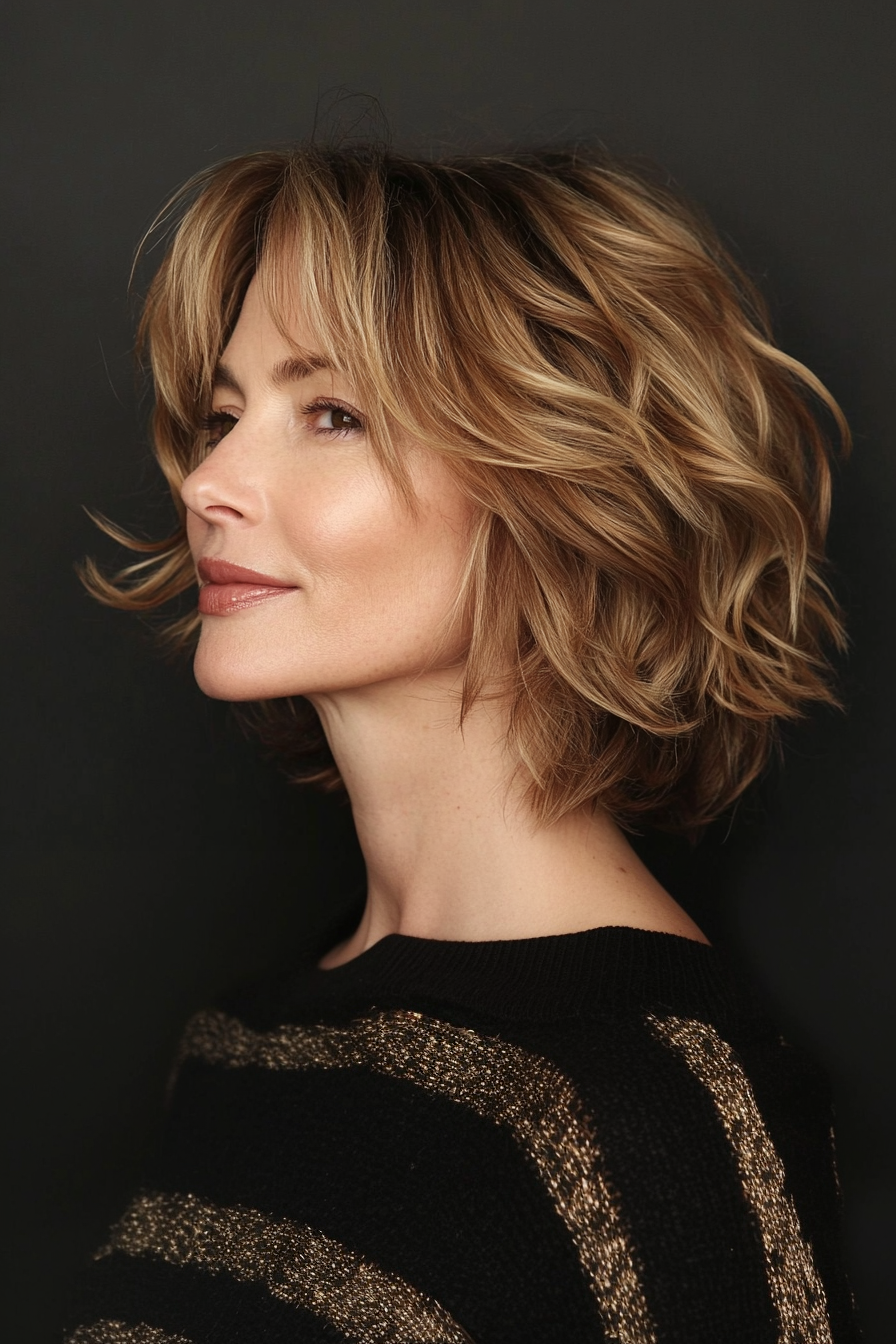 12. Wellenschluckgeschnitten in Honigblond (beste kurze Haarschnitte für Frauen über 50) - beste kurze Haarschnitte für Frauen über 50