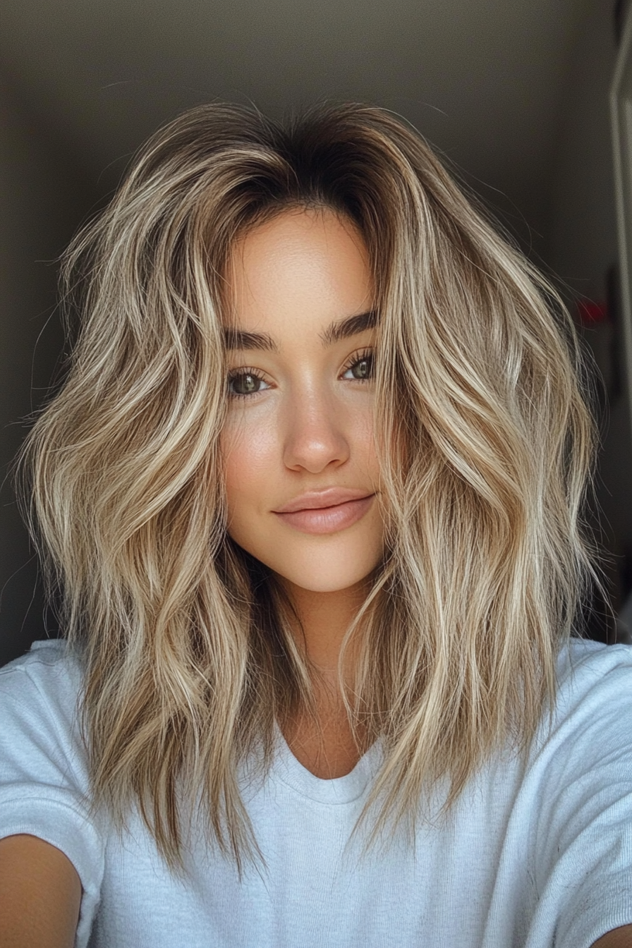 11. Brauner Zeichentrick -Shag mit Gesichtsschichten (zottelige Haarschnitte für dickes Haar) - zottelige Haarschnitte für dickes Haar