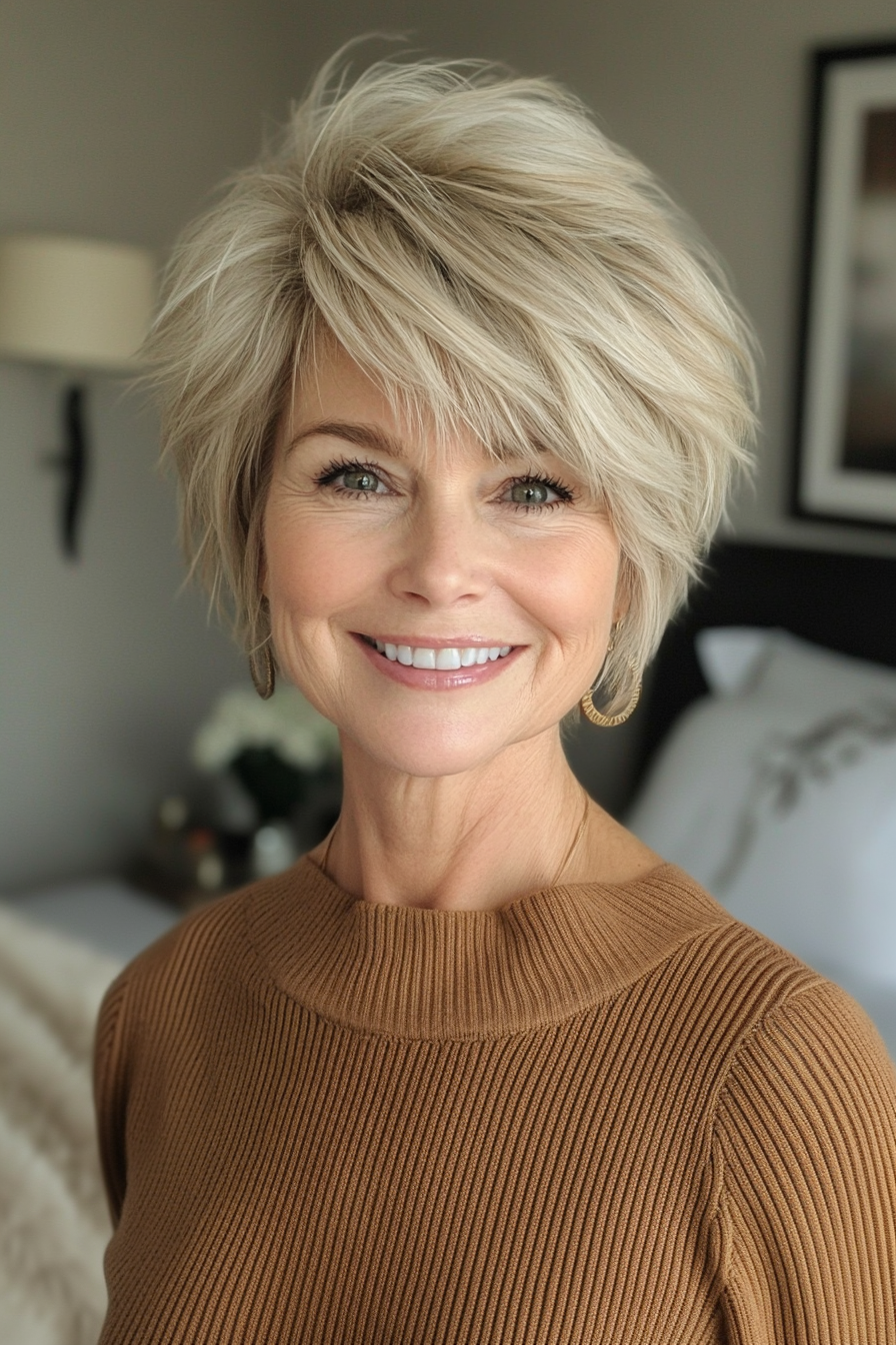 13. Buttery Blonde Cropped Shag (kurze Shag -Haarschnitte für Frauen über 60) - kurze Shag -Haarschnitte für Frauen über 60
