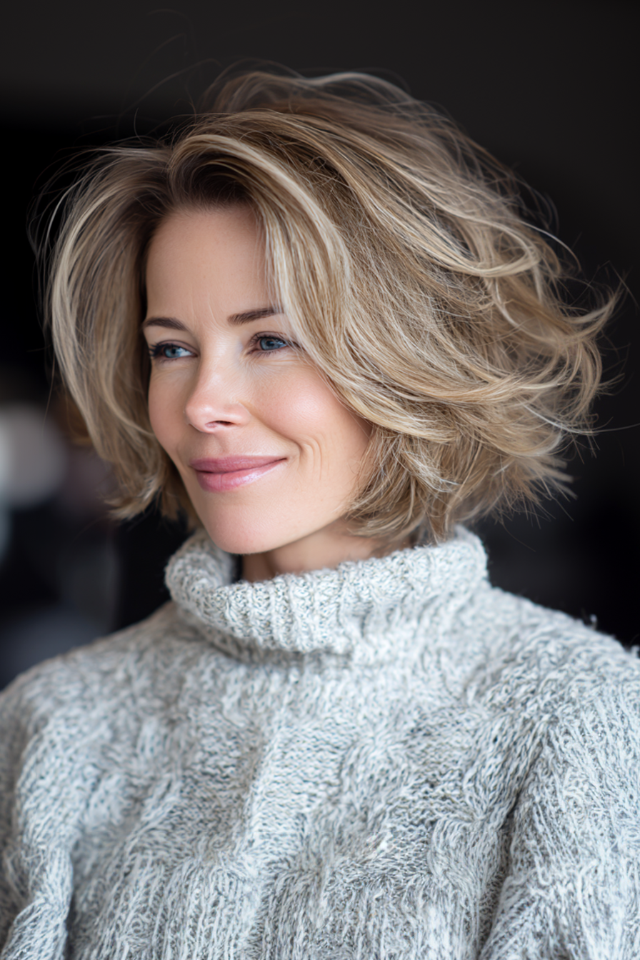 13. Champagner Blond gefiederter Bob (alte Geldhaarschnitte) - Alte Geldhaarschnitte