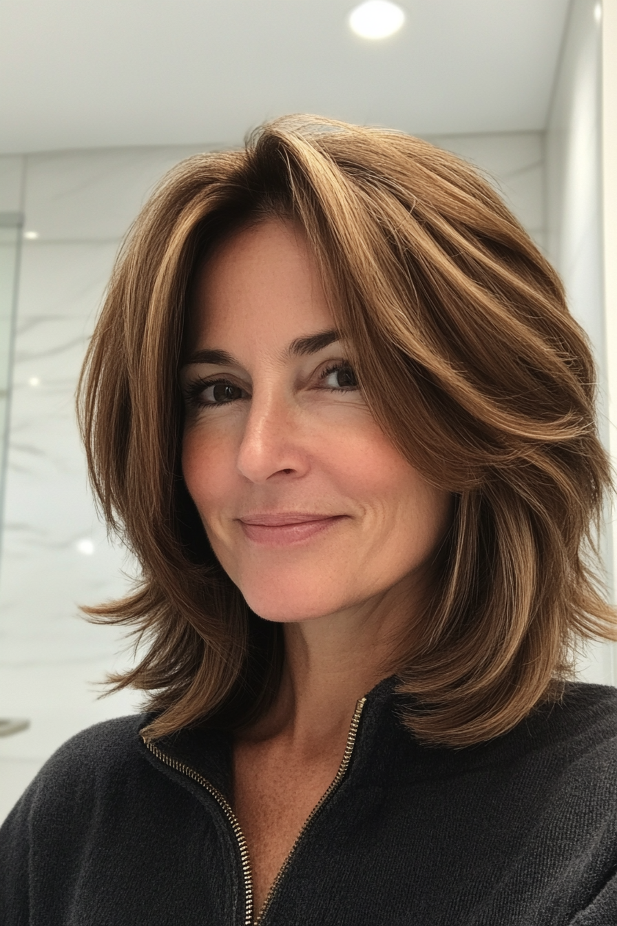 13. kastanienbraune Ernte (glatte Frisuren für ältere Frauen) - Straße Frisuren für ältere Frauen