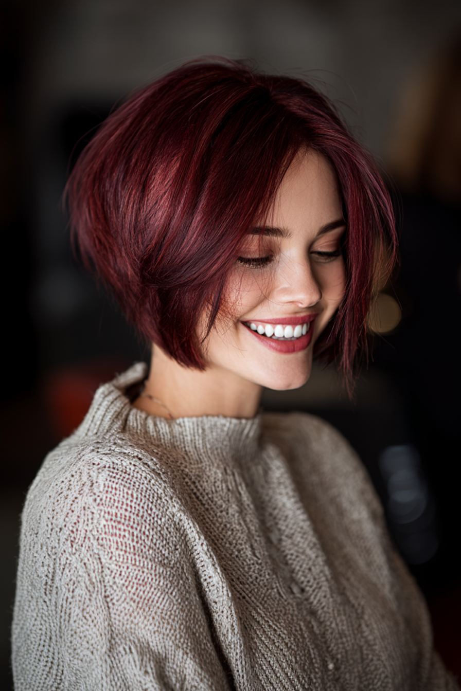 13. Kinnlänge Bob mit burgunderfarbenem Glanz (jugendliche Frisuren) - jugendliche Frisuren