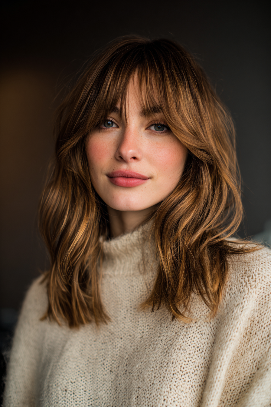 13. Vorhang Pony mit weichem Haselnussbraun (Frisuren für alte Geld Frisuren) - Alte Geldfrisuren