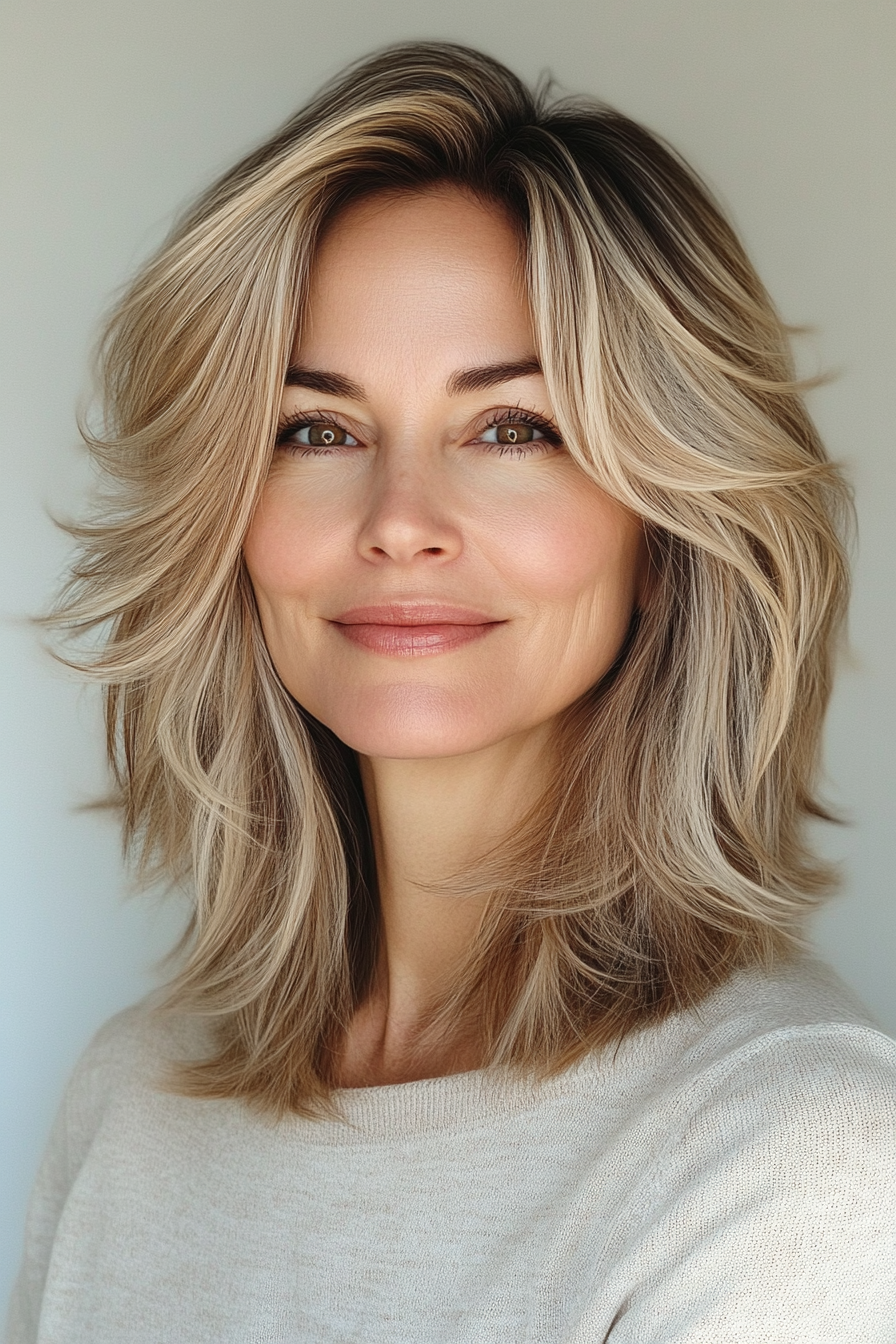 13. Federned Medium in dunkle Blondine (mittel- bis kurze Haarschnitte für Frauen über 50) - mittel- bis kurze Haarschnitte für Frauen über 50