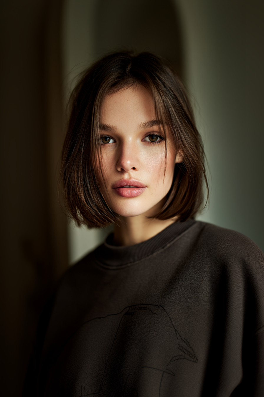 13. Glossy Lob-to-Chin-Schnitt in Mokka (Frisuren der Kinnlänge)-Frisuren der Kinnlänge