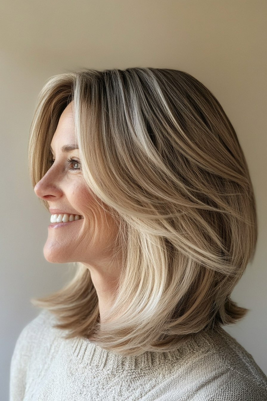 13. Lange Bob mit weichen Highlights (Frisurstrends für Frauen über 40 mit feinem Haar) - Frisurstrends für Frauen über 40 mit feinem Haar