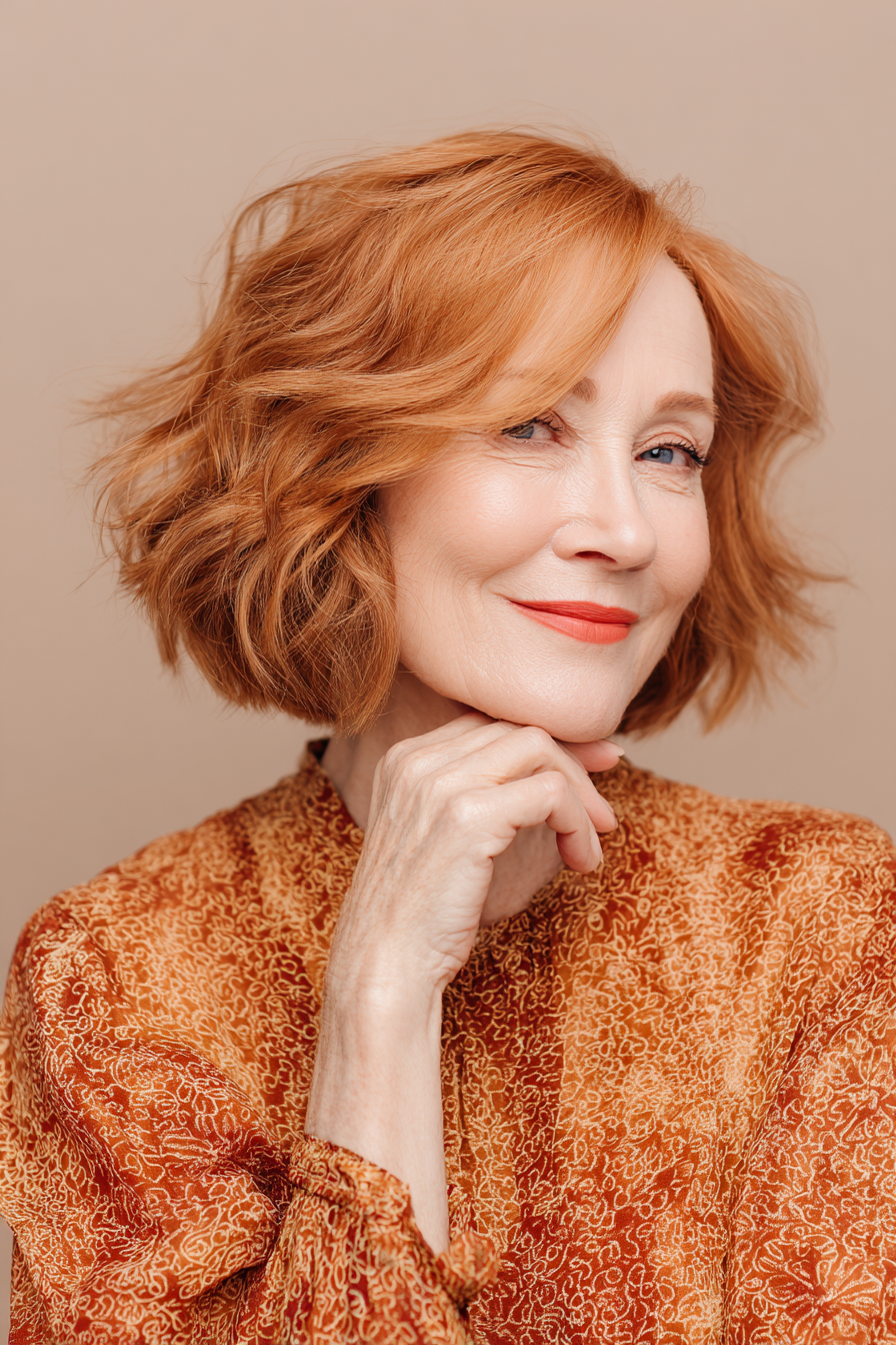 13. Heller kastanienbrauner Lob mit dezenter Welle (Lob-Haarschnitt für ältere Frauen) – Lob-Haarschnitt für ältere Frauen