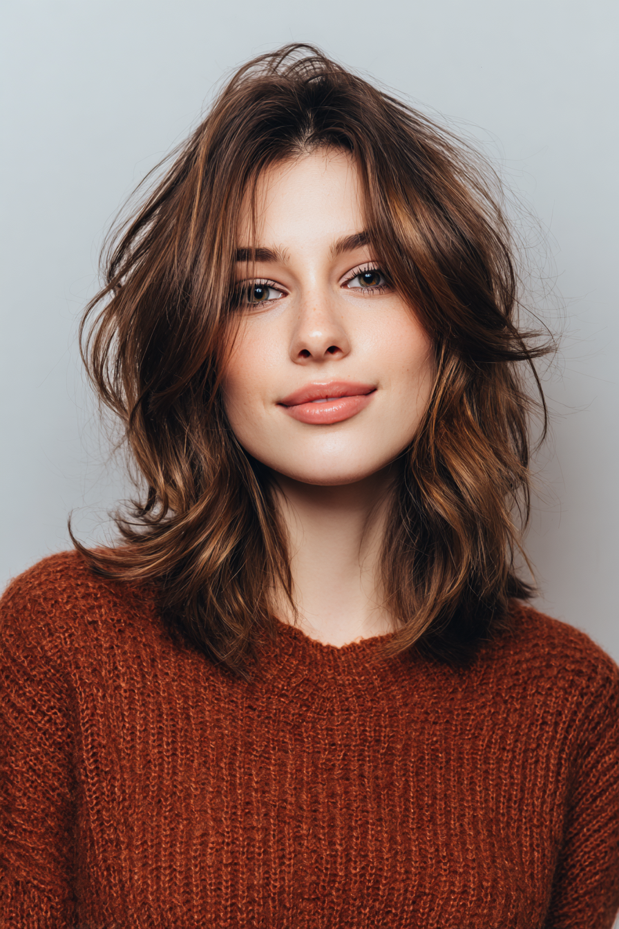 13. Medium Shag -Schichten mit rauchbraunem (geschichtete Haarschnitte für Frauen) - geschichtete Haarschnitte für Frauen