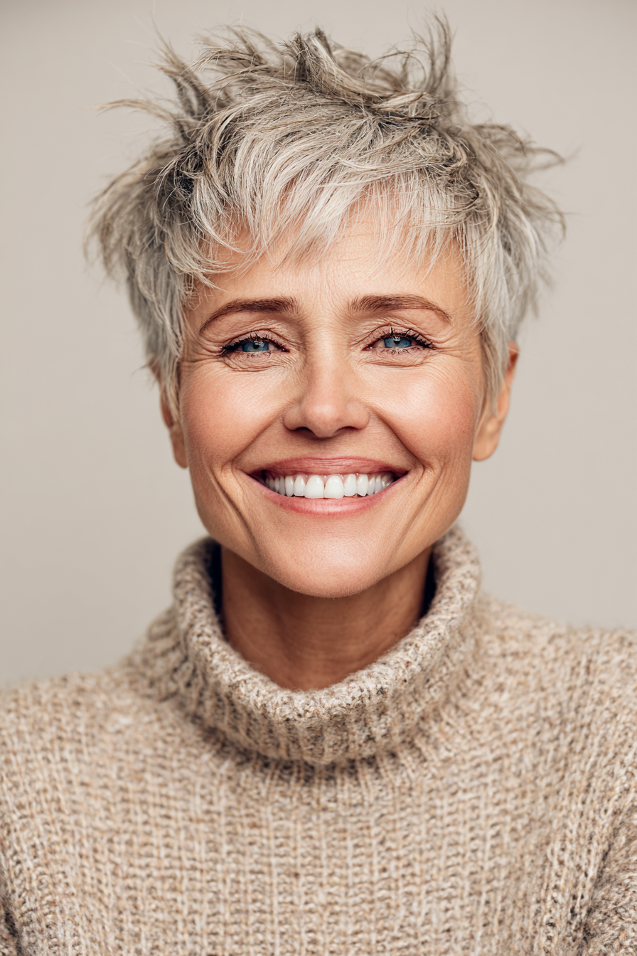 13. Unordentlicher, strukturierter Pixie mit aschblonder Mischung (Unordentliche Frisuren für Frauen über 50) – Unordentliche Frisuren für Frauen über 50