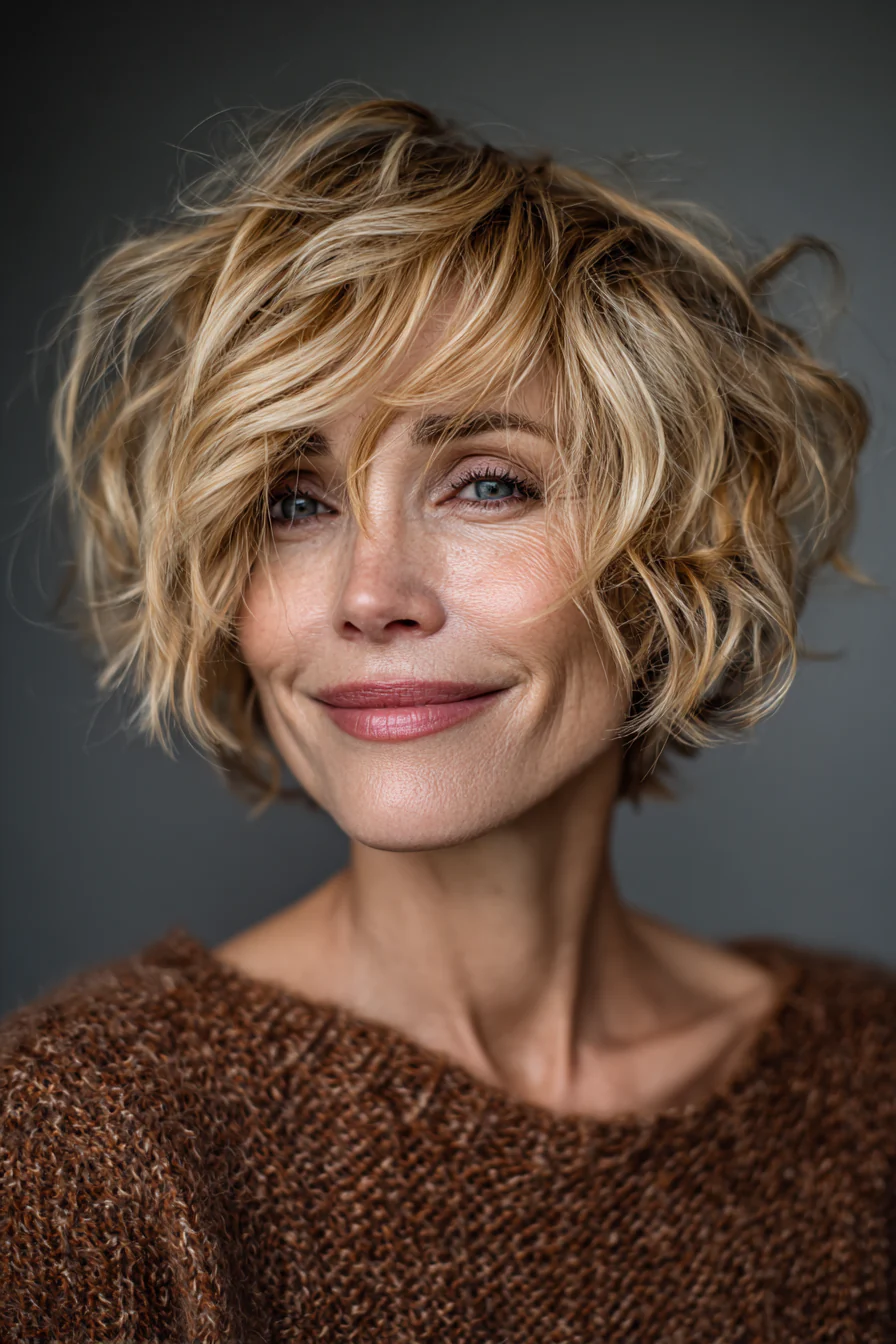 13. Mini Shag mit goldblonden Akzenten (kurze, unordentliche Frisuren für Frauen über 50) – Kurze, unordentliche Frisuren für Frauen über 50