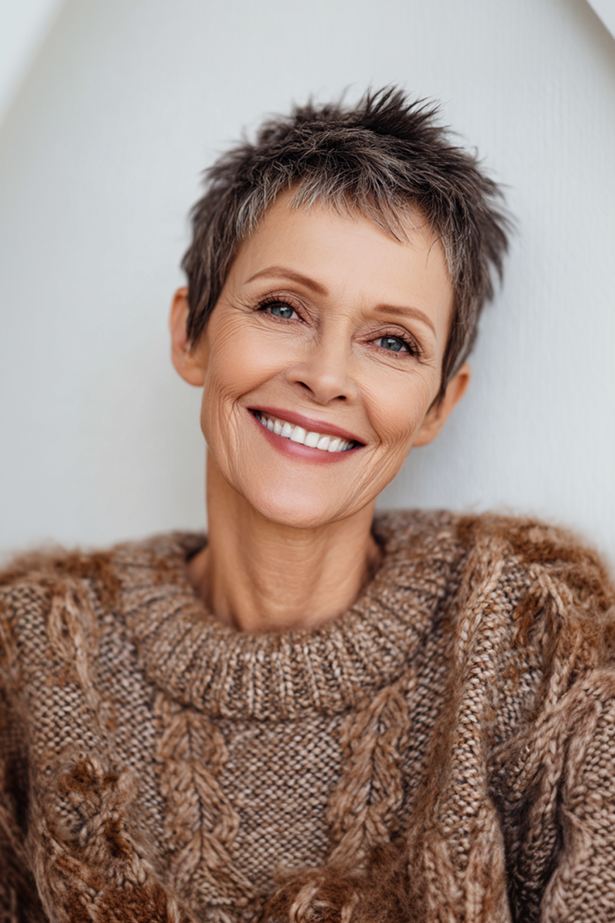 13. Pilzbraunschichtlift (Stachelfrisuren für Frauen über 50) - Stachelfrisuren für Frauen über 50