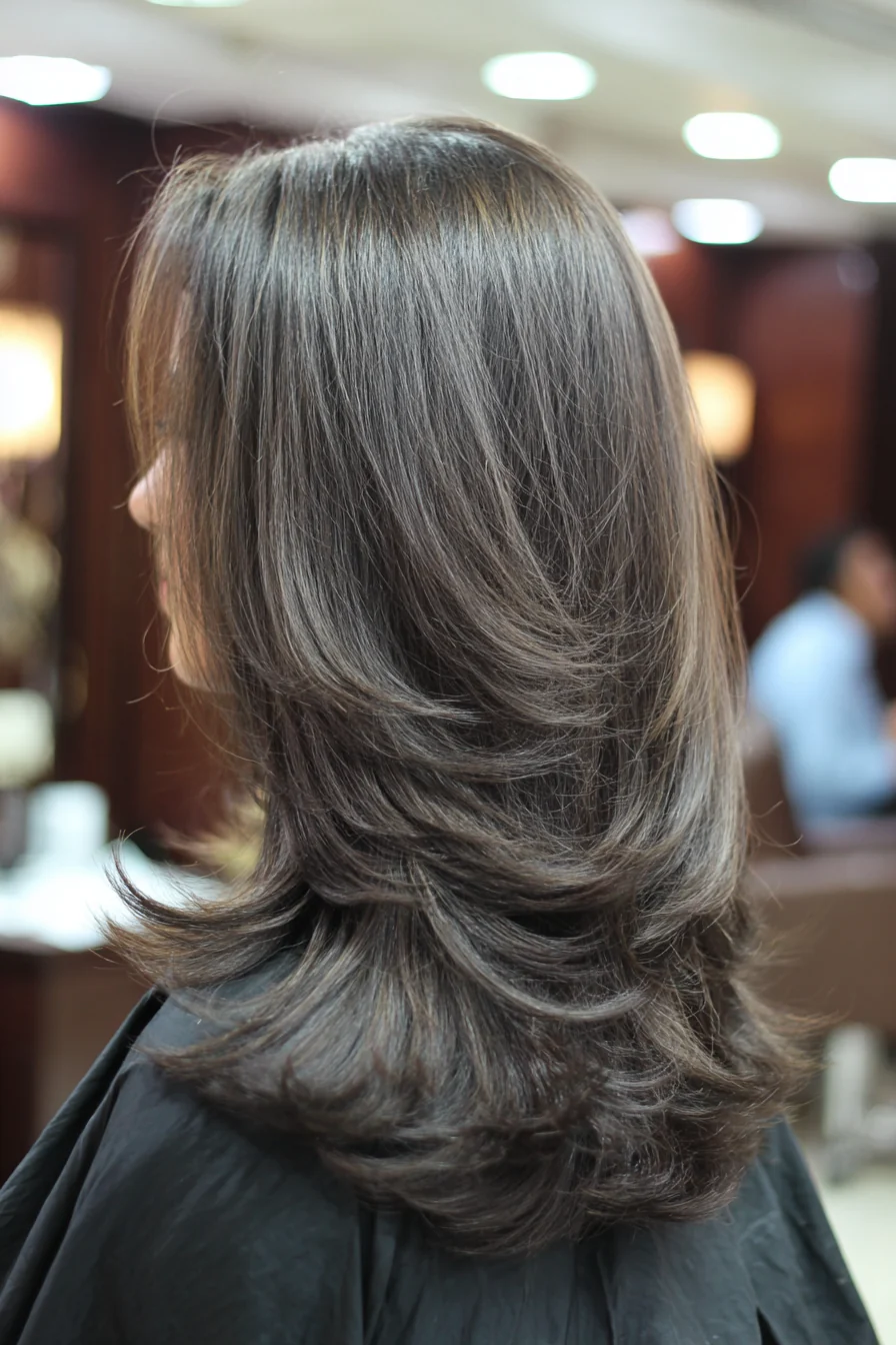 13. Rasiermessergeschnittene aschbraune Schichten (mittellange geschichtete Haarschnitte) – Mittellange geschichtete Haarschnitte