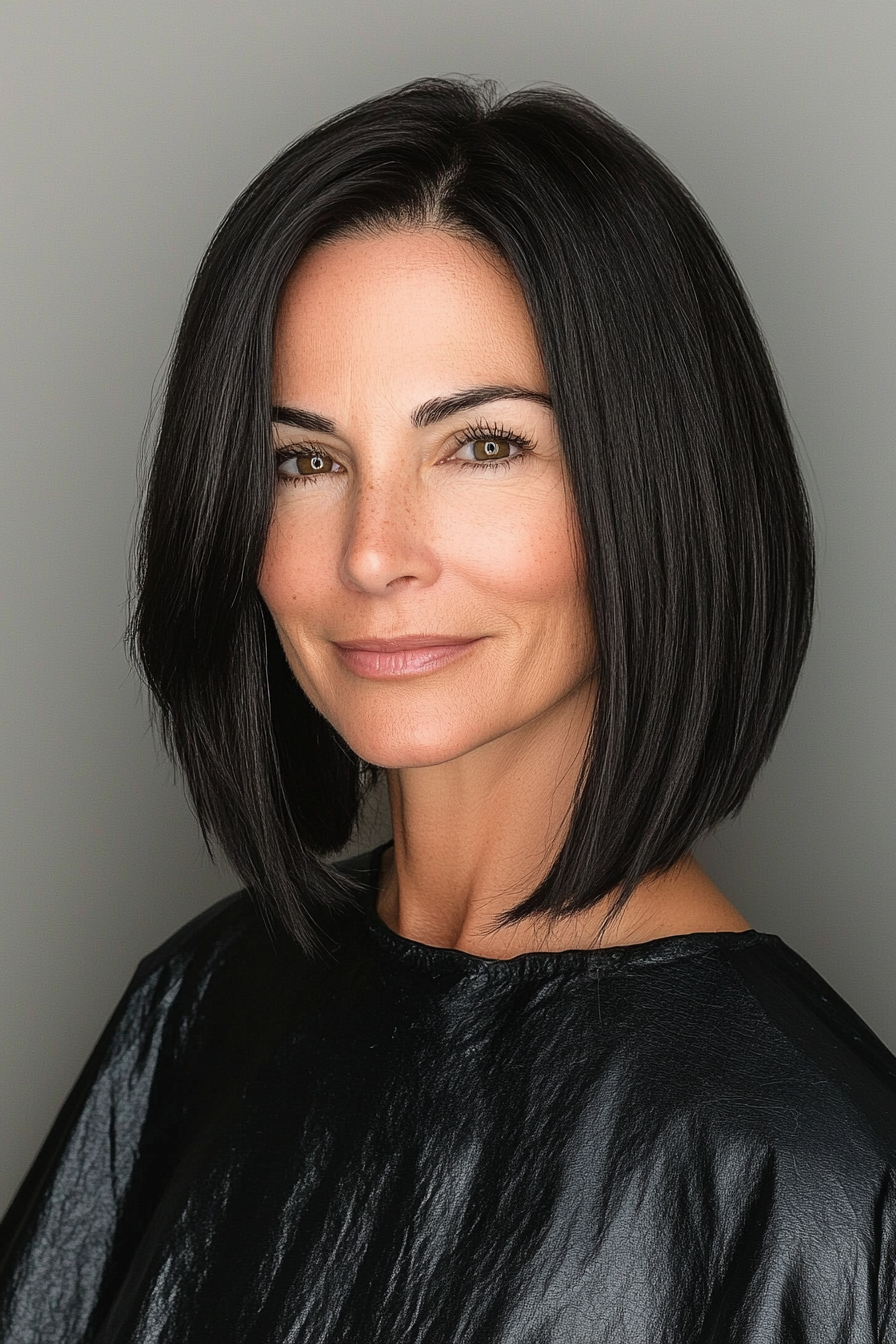 13. Reiche schwarze schlanke Schultergeschnitten (neue Frisuren für Frauen über 50) - neue Frisuren für Frauen über 50