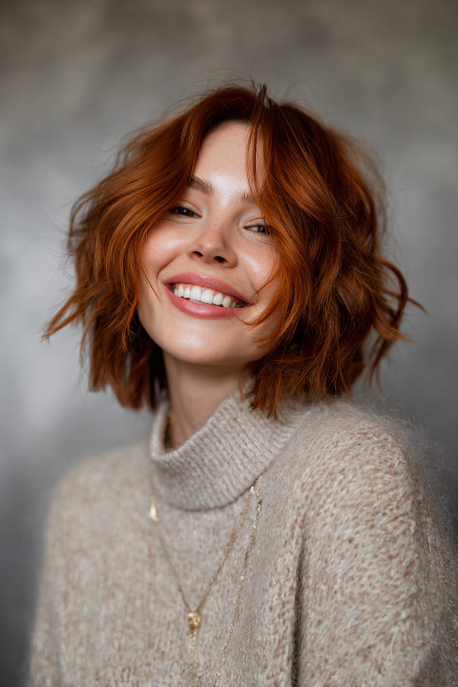 13. zerbrochener Schnitt in Bronzeschmelze (strukturierte Haarschnitte der Kinnlänge) - Kinnlänge strukturierte Haarschnitte