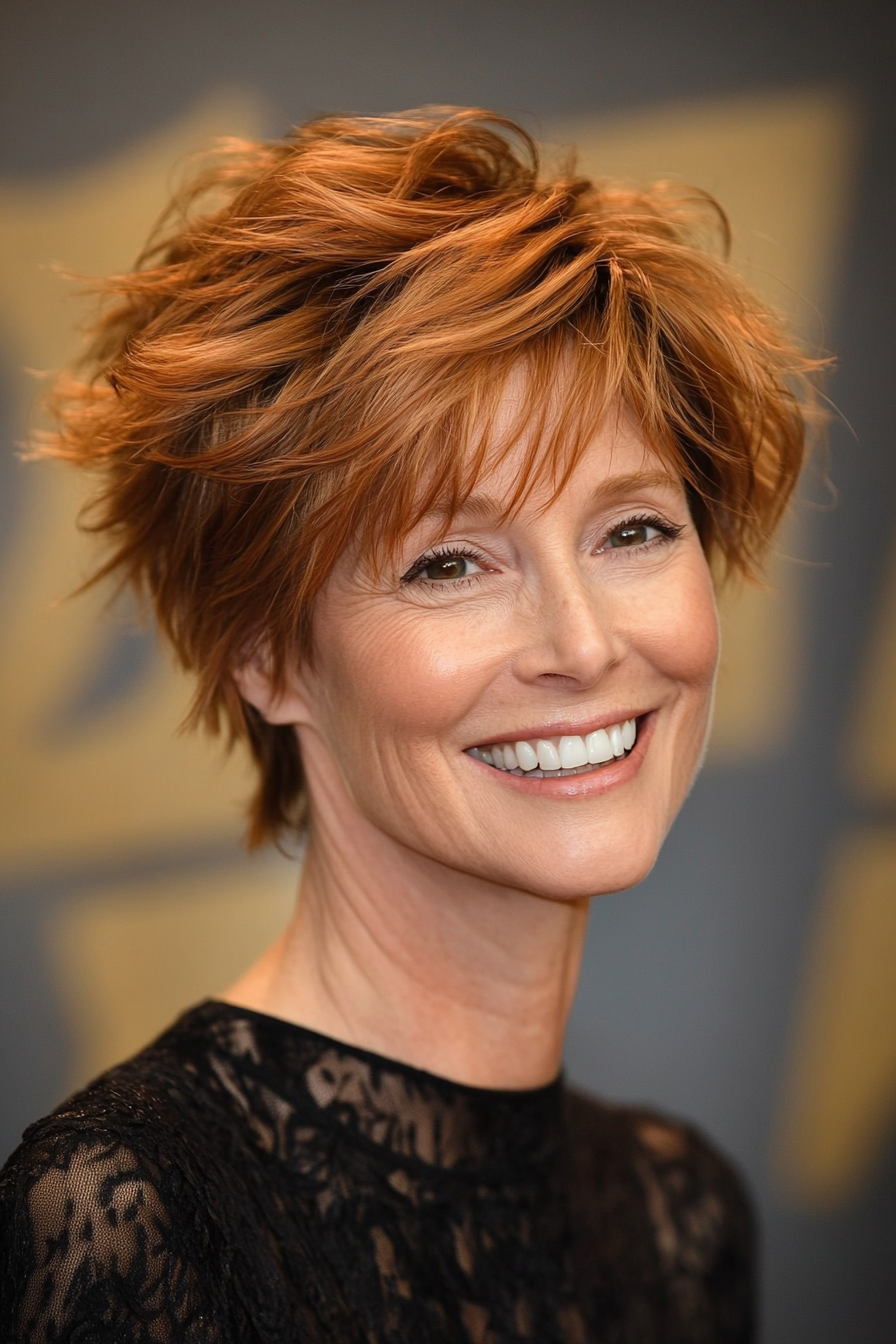 13. Kurz und zerzaust in leichter Kupfer (kühle Haarschnitte für Frauen über 50) - Kühle Haarschnitte für Frauen über 50