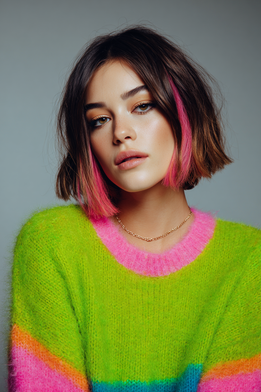 13. Sleek Bob mit Neonstreifen (Frisuren der 80er Jahre für Frauen) - 80er Jahre Frisuren für Frauen