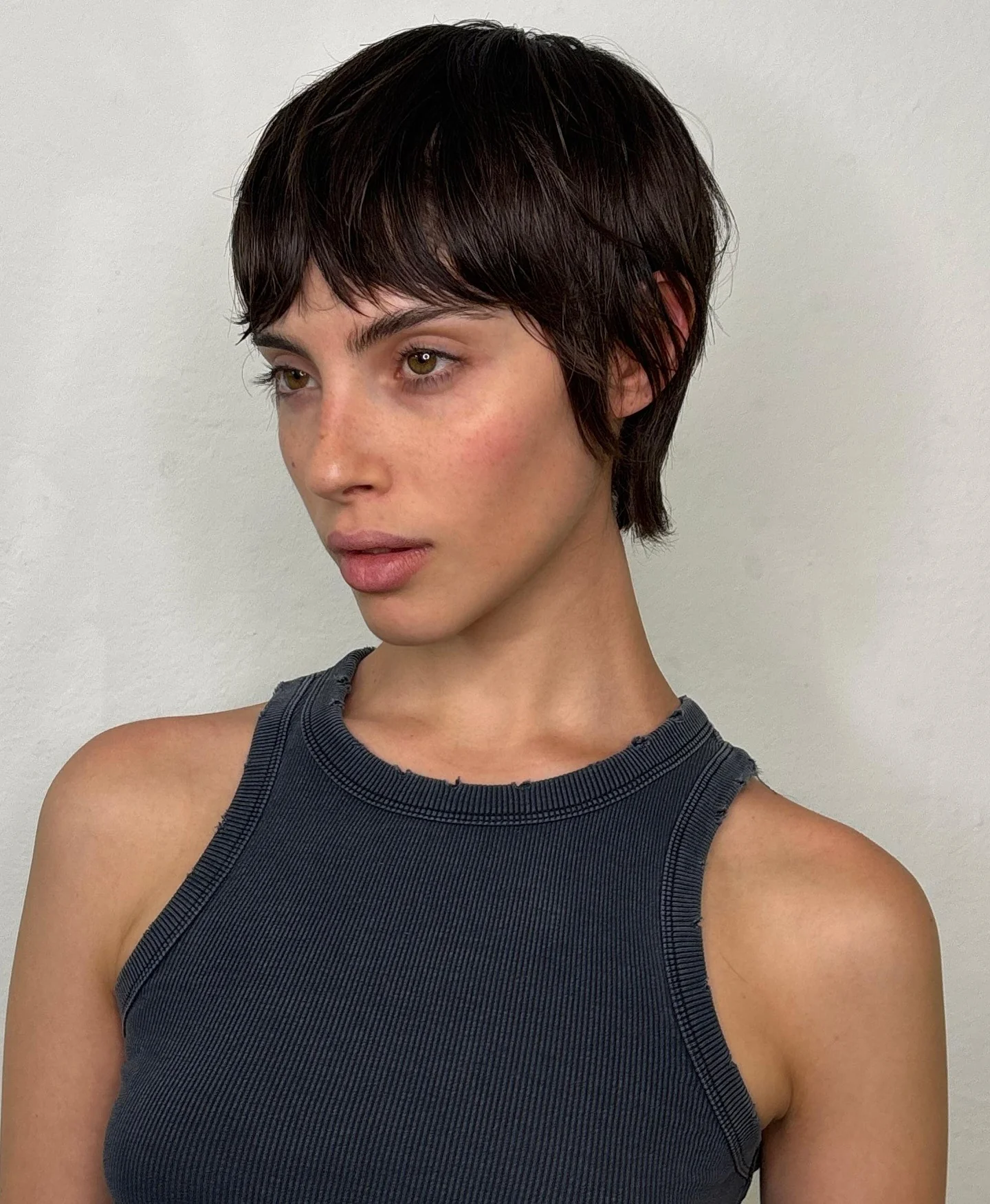 13. Sleek Espresso Micro Pixie (Wispy Pixie-Frisuren)