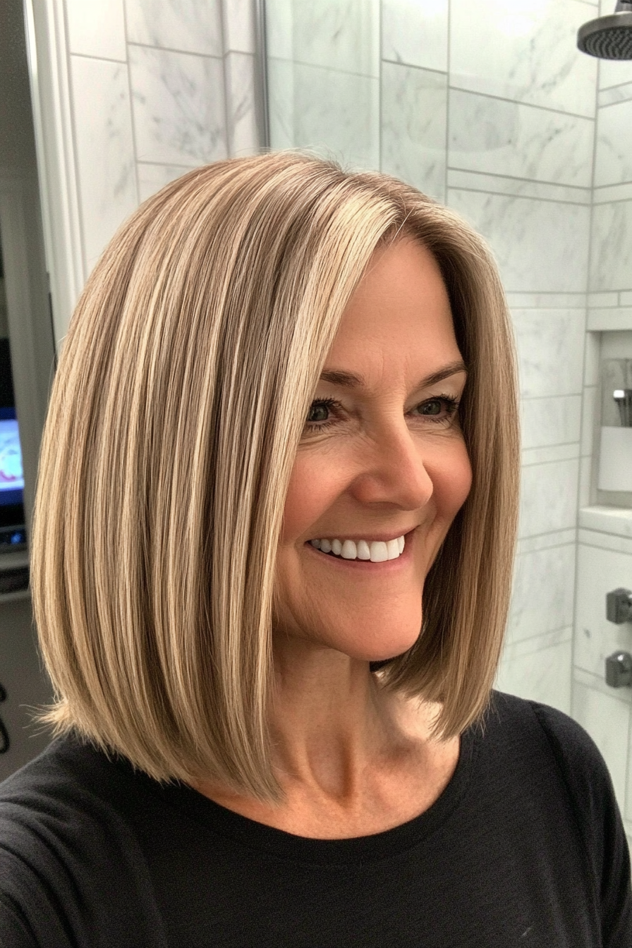 13. Weiche stumpfen Schnitt in Honigblond (Ausschnitt Länge Haarschnitte für ältere Frauen) - Ausschnittslänge Haarschnitte für ältere Frauen