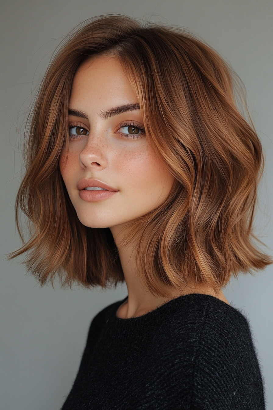 13. Weiche Zimtwellenlöbe (Frisuren für Frauen über 40 mit feinem Haar) - Frisuren für Frauen über 40 mit feinem Haar