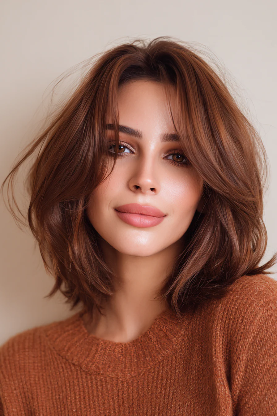 13. Volumisierter Schulter-Bob + Zimtbraun (Schulterlange Bob-Frisuren) – Schulterlange Bob-Frisuren