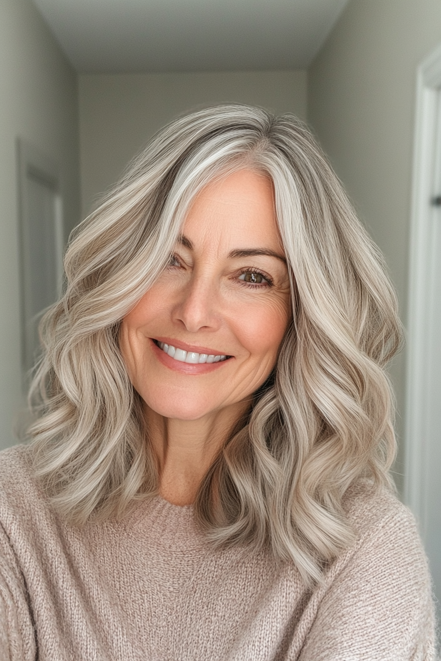 13. Wellige MIDI -Schnitt in Ascheblond (Herbstfrisuren für Frauen über 50) - Herbstfrisuren für Frauen über 50
